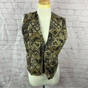 vintage effect Boho Chic patchwork beaded embellished cotton Vest sz Med